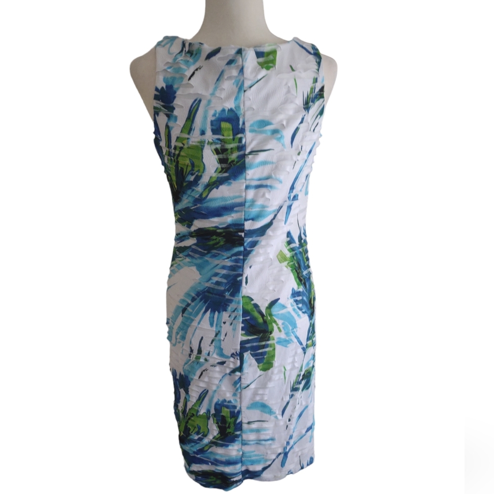 Frank Lyman dress women's size 6 blue/white/green/black pull-on cut out … - Picture 4 of 6